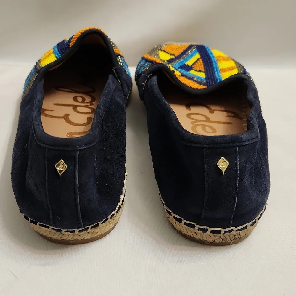 Sam Edelman Maris Colorful Beaded Aztec Tribal Suede Espadrilles (W Size 7.5)